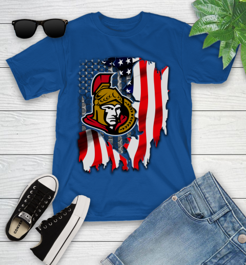 Ottawa Senators NHL Hockey American Flag Youth T-Shirt 12
