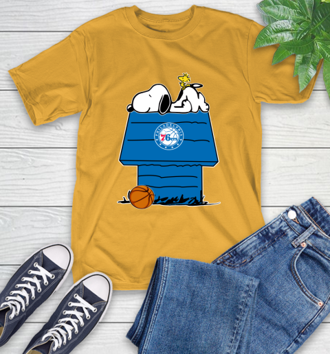 Philadelphia 76ers NBA Basketball Snoopy Woodstock The Peanuts Movie T-Shirt 3