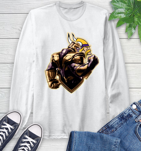 NFL Thanos Avengers Endgame Football Sports Minnesota Vikings Long Sleeve T-Shirt