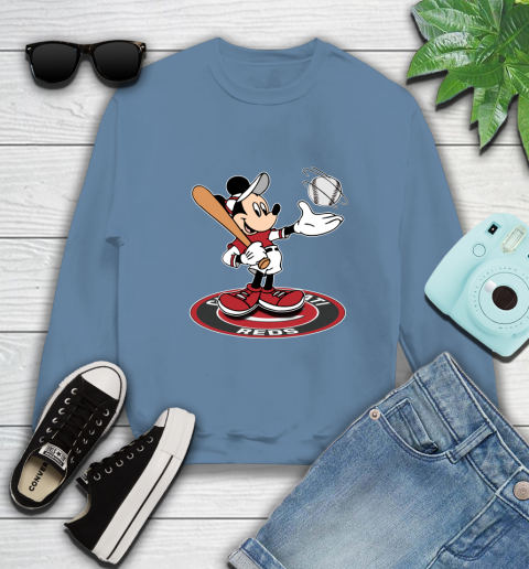 MLB Baseball Cincinnati Reds Cheerful Mickey Disney Shirt Sweatshirt 8