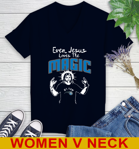 Orlando Magic NBA Basketball Even Jesus Loves The Magic Shirt Women's V-Neck T-Shirt 2