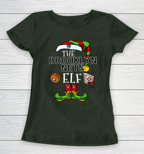 Brooklyn Nets Christmas ELF Funny NBA Women's T-Shirt 4