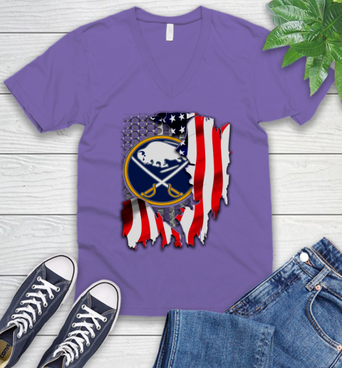 Buffalo Sabres NHL Hockey American Flag V-Neck T-Shirt 8