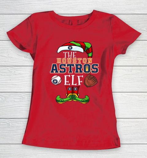 Houston Astros Christmas ELF Funny MLB Women's T-Shirt 9