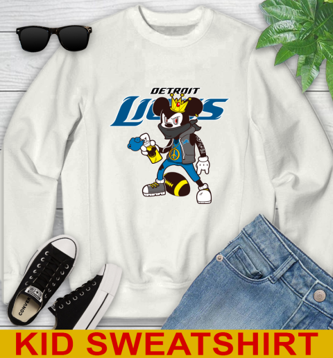 Detroit Lions NFL Football Mickey Peace Sign Sports Youth Sweatshirt
