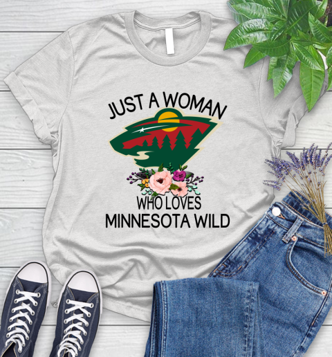 NHL Just A Woman Who Loves Minnesota Wild Hockey Sports Women's T-Shirt