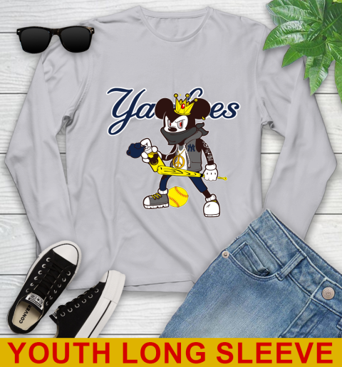 New York Yankees MLB Baseball Mickey Peace Sign Sports Youth Long Sleeve 7 New York Yankees MLB Baseball Mickey Peace Sign Sports Youth Long Sleeve - Image 7