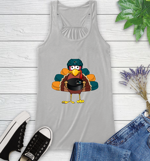 San Jose Sharks Turkey Thanksgiving Day Racerback Tank