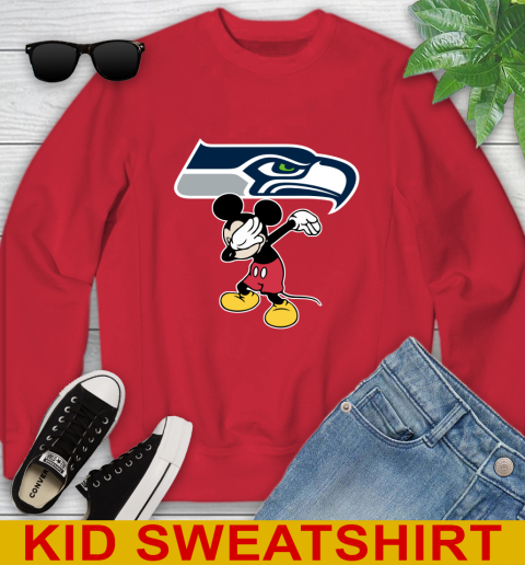 Seattle Seahawks NFL Football Dabbing Mickey Disney Sports Youth Sweatshirt 8