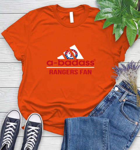 MLB A Badass Texas Rangers Fan Adidas Baseball Sports Women's T-Shirt 3