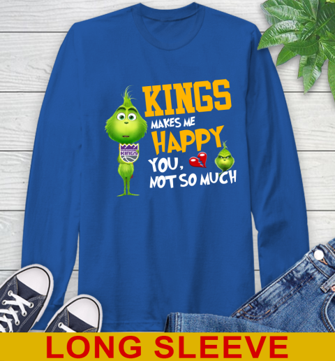 NBA Sacramento Kings Makes Me Happy You Not So Much Grinch Basketball Sports Long Sleeve T-Shirt 11