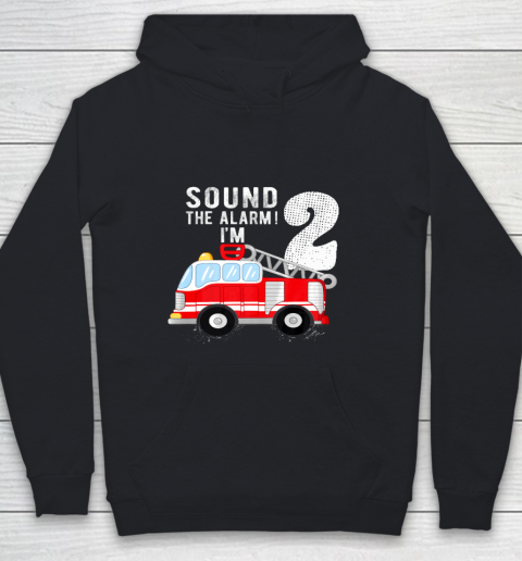 Kids Firefighter 2nd Birthday Boy 2 Year Old Fire Truck Youth Hoodie