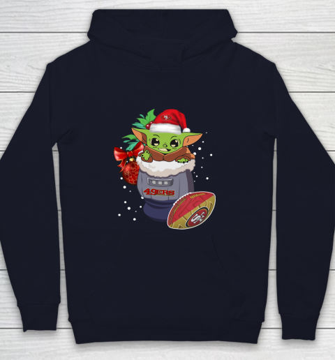 San Francisco 49ers Christmas Baby Yoda Star Wars Funny Happy NFL Youth Hoodie 3