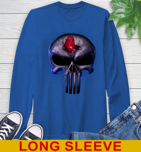 Boston Red Sox MLB Baseball Punisher Skull Sports Long Sleeve T-Shirt 11