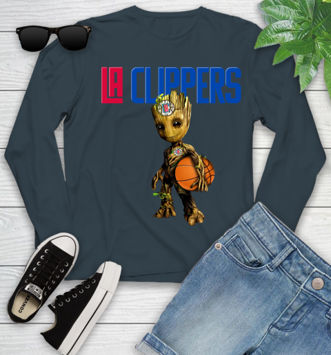 LA Clippers NBA Basketball Groot Marvel Guardians Of The Galaxy Youth Long Sleeve 8