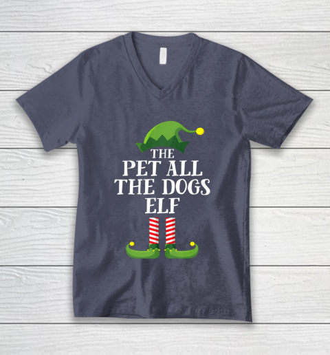 Pet All The Dogs Elf Matching Family Group Christmas Pajama V-Neck T-Shirt 7