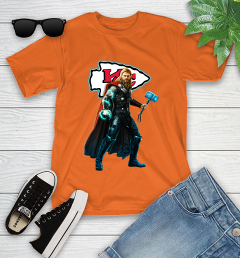 NFL Thor Avengers Endgame Football Kansas City Chiefs Youth T-Shirt 7