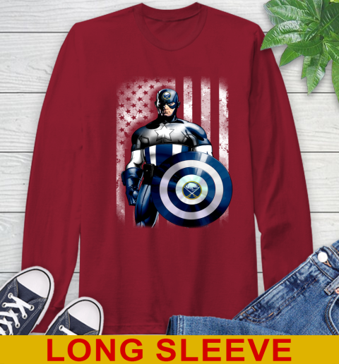 Buffalo Sabres NHL Hockey Captain America Marvel Avengers American Flag Shirt Long Sleeve T-Shirt 9