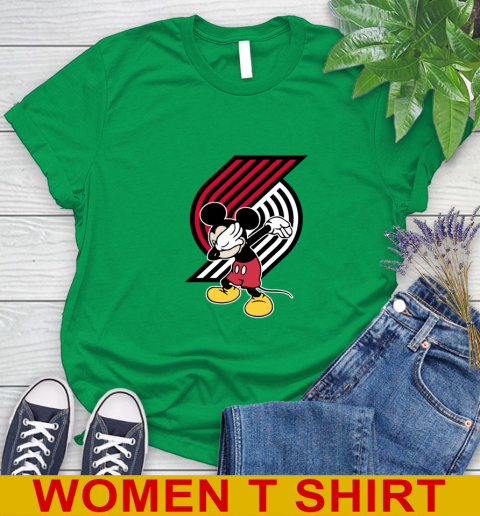 Portland Trail Blazers NBA Basketball Dabbing Mickey Disney Sports Women's T-Shirt 6