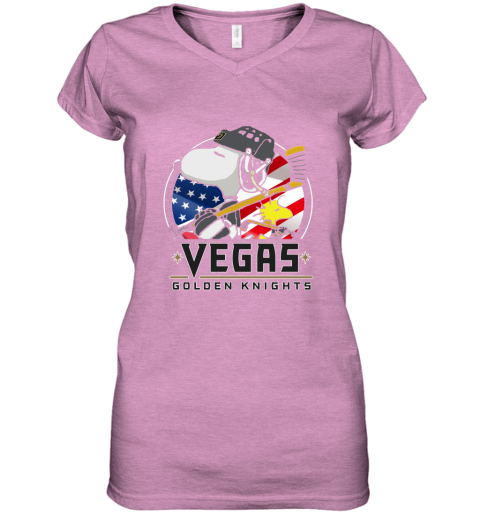 Vegas Golden Knights Ice Hockey Snoopy And Woodstock NHL Women's V-Neck T-Shirt