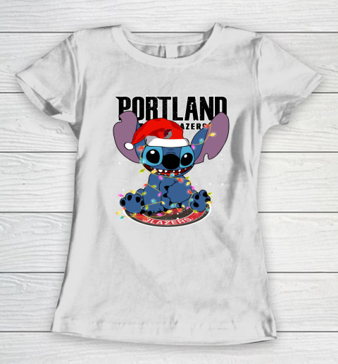 Portland Trail Blazers NBA noel stitch Basketball Christmas Women's T-Shirt