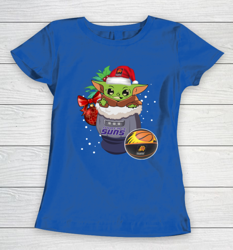 Phoenix Suns Christmas Baby Yoda Star Wars Funny Happy NBA Women's T-Shirt 9