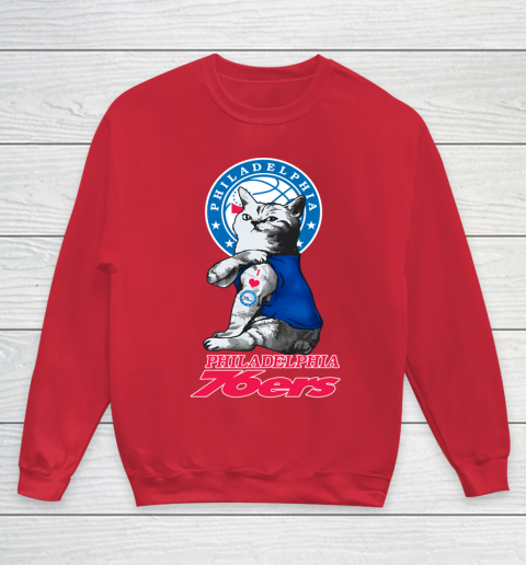 NBA Basketball My Cat Loves Philadelphia 76ers Youth Sweatshirt 7