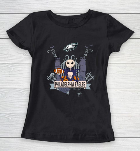 NFL Philadelphia Eagles Football Jack Skellington Halloween Women's T-Shirt