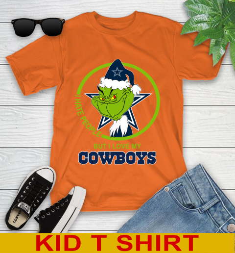 Dallas Cowboys NFL Christmas Grinch I Hate People But I Love My Favorite Football Team Youth T-Shirt 7
