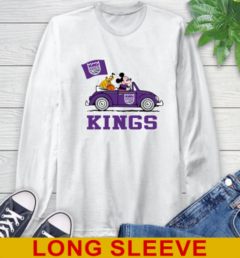 NBA Basketball Sacramento Kings Pluto Mickey Driving Disney Shirt Long Sleeve T-Shirt