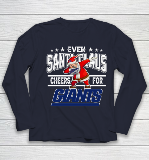 New York Giants Even Santa Claus Cheers For Christmas NFL Youth Long Sleeve 2