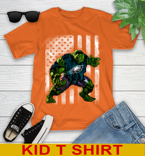 Philadelphia Eagles Hulk Marvel Avengers NFL Football American Flag Youth T-Shirt 8