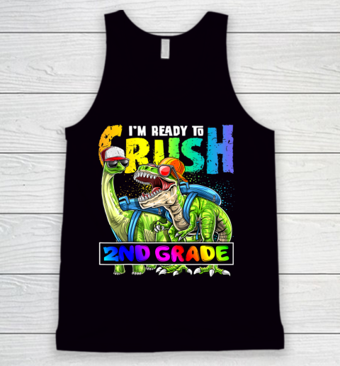 Next Level t shirts I m Ready To Crush 2nd Grade T Rex Dino Holding Pencil Back To School Tank Top 7