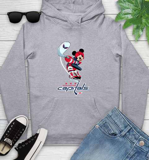 NHL Hockey Washington Capitals Cheerful Mickey Mouse Shirt Youth Hoodie 6