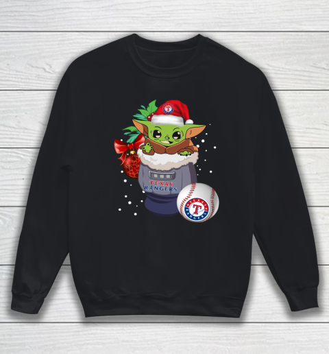 Texas Rangers Christmas Baby Yoda Star Wars Funny Happy MLB Sweatshirt