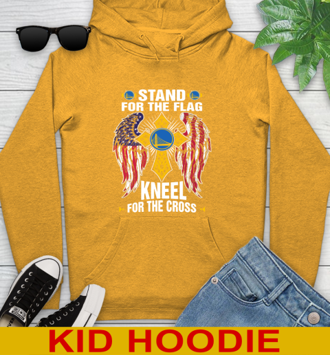 NBA Basketball Golden State Warriors Stand For Flag Kneel For The Cross Shirt Youth Hoodie - Image 3