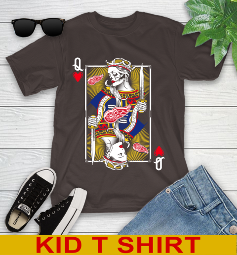 NHL Hockey Detroit Red Wings The Queen Of Hearts Card Shirt Youth T-Shirt 6