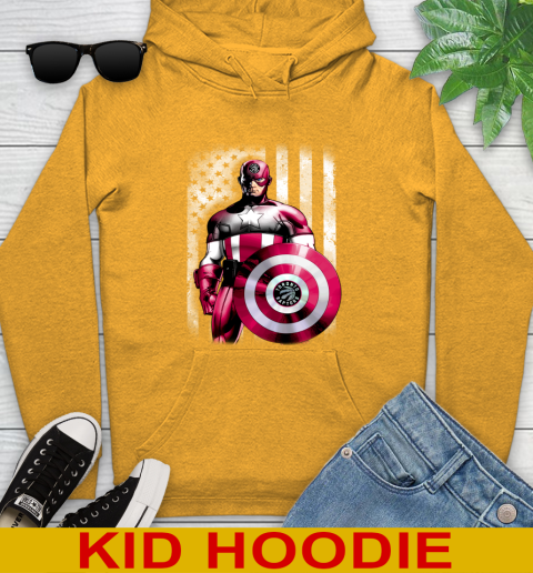 Toronto Raptors NBA Basketball Captain America Marvel Avengers American Flag Shirt Youth Hoodie 2