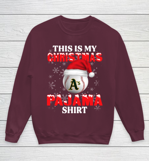 Oakland Athletics This Is My Christmas Pajama Shirt MLB Youth Sweatshirt 4