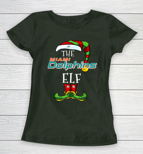 Miami Dolphins Christmas ELF Funny NFL Women's T-Shirt 4