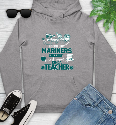 Seattle Mariners MLB I'm A Difference Making Student Caring Baseball Loving Kinda Teacher Youth Hoodie 6