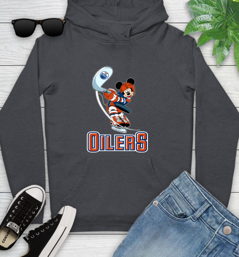 NHL Hockey Edmonton Oilers Cheerful Mickey Mouse Shirt Youth Hoodie 8