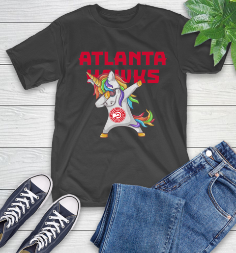 Atlanta Hawks NBA Basketball Funny Unicorn Dabbing Sports T-Shirt 2