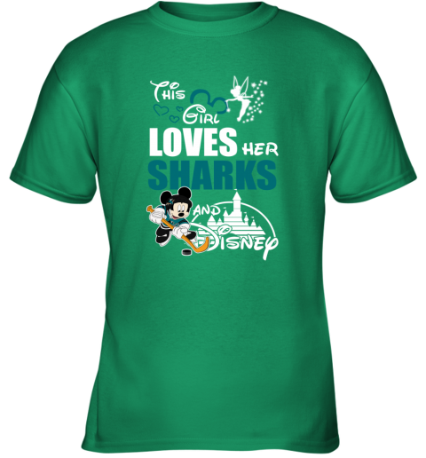 Girl Love Her SAN JOSE SHARKS And Mickey Disney kzrt girl love her san jose sharks and mickey disney youth t shirt 26 front irish green