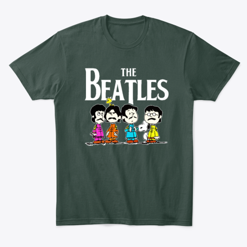 7pku peanuts snoopy and the beatles classic t shirt 2 front forest green
