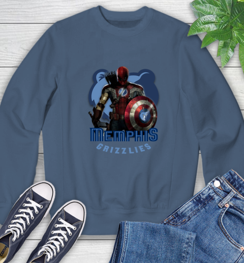 Memphis Grizzlies NBA Basketball Captain America Thor Spider Man Hawkeye Avengers Sweatshirt 7