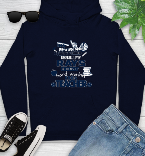 Tampa Bay Rays MLB I'm A Difference Making Student Caring Baseball Loving Kinda Teacher Youth Hoodie 3