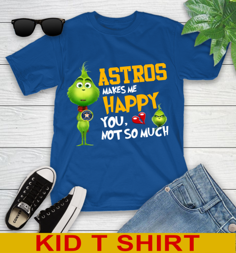 MLB Houston Astros Makes Me Happy You Not So Much Grinch Baseball Sports Youth T-Shirt 10