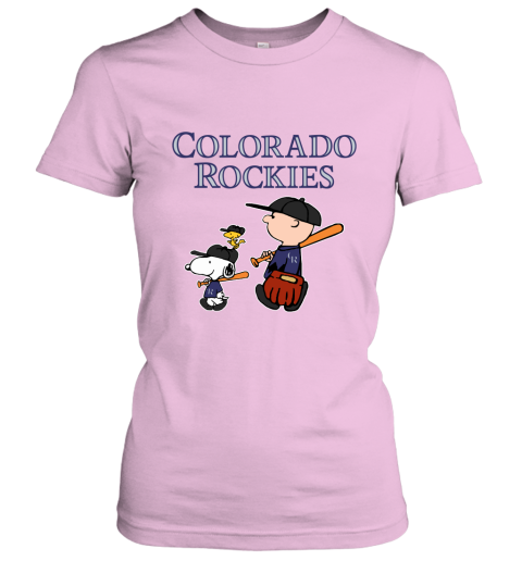 9t3u colorado rockies lets play baseball together snoopy mlb shirt ladies t shirt 20 front light pink