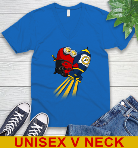 NBA Basketball Indiana Pacers Deadpool Minion Marvel Shirt V-Neck T-Shirt 5